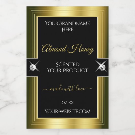 Pour Bocaux Opulemment Black Gold brillant brillant Étiquette  (Étiquettes simples)