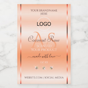 Pour Bocaux Pastel Rose Saumon Produit Étiquette Monogramme et