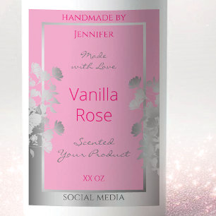 Pour Bocaux Pink Floral Produit Emballage Étiquette Argent Fra