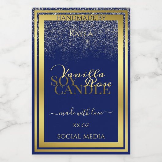 Pour Bocaux Produits Classy Packaging Étiquette Bleu foncé et  (Étiquettes simples)