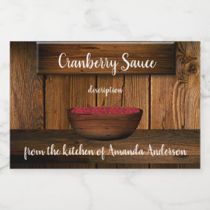 Pour Bocaux Sauce canneberge Bois rustique Étiquette de produi