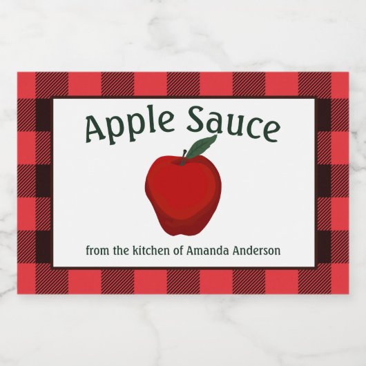 Pour Bocaux Sauce Pomme Canne Conserve Plaid H Étiquette alime (Étiquettes simples)