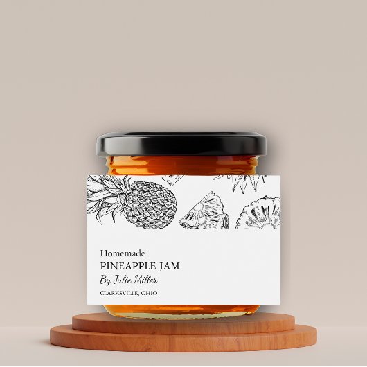 Pour Bocaux Simple Étiquette de confiture d'ananas noir et bla