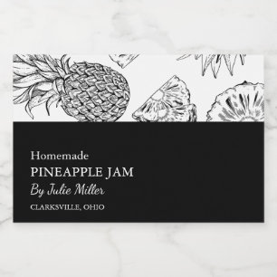 Pour Bocaux Simple Étiquette de confiture d'ananas noir et bla