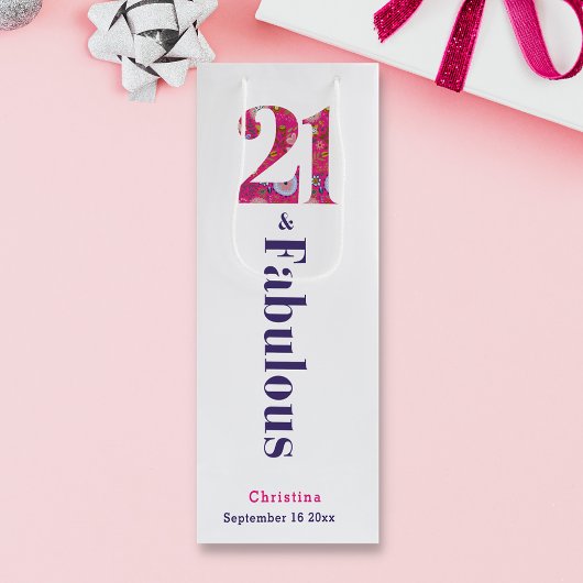 Pour Bouteille 21 et Fabuleux 21e Sac cadeau de vin Anniversaire