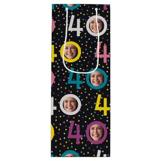 Pour Bouteille 40e anniversaire Personnaliser photo Sac cadeau vi (Devant)
