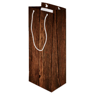 Pour Bouteille 4.75lx4wx13h Sac cadeau vin Grange Bois Pays Rusti