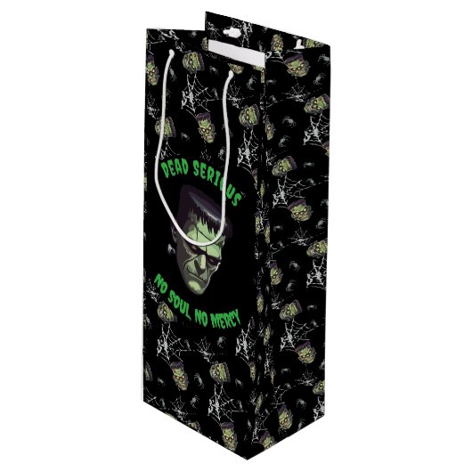 Pour Bouteille 🖤 Black Frankenstein Halloween Sac cadeau 💀 🎃 (Devant Angle)