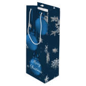 Pour Bouteille Bleu Noël Ornements Vin Sac cadeau (Devant Angle)