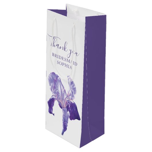 Pour Bouteille Bridesmaid merci mariage iris sac cadeau vin (Devant Angle)