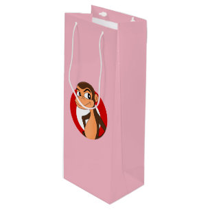 Pour Bouteille Caricature de chimpanzé sac cadeau de vin