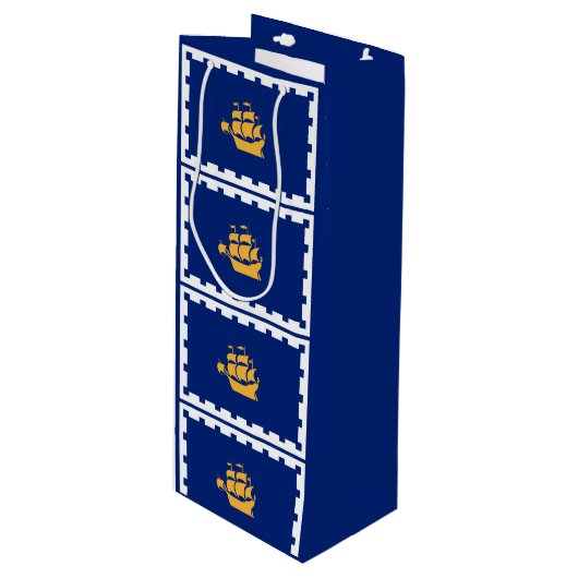 Pour Bouteille Drapeau de Québec Sac cadeau de vin (Devant Angle)