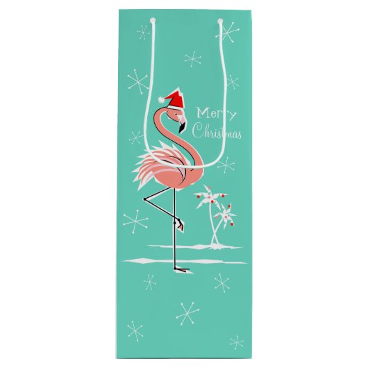Pour Bouteille Flamant rose de Noël Joyeux sac cadeau de Noël (Devant)