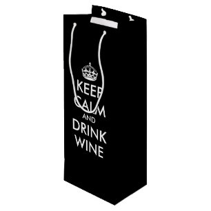 Pour Bouteille Gardez calme et boire du vin drôle noir sac cadeau
