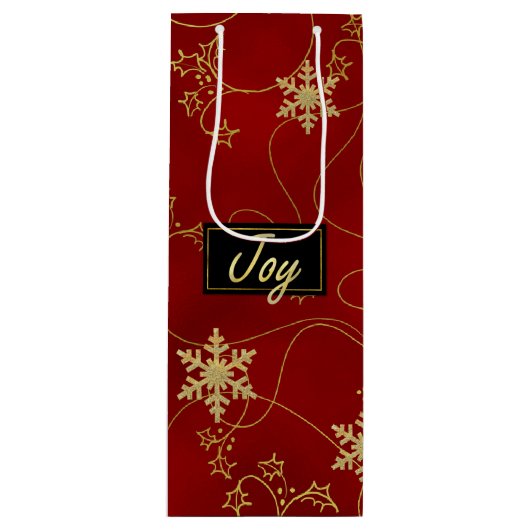 Pour Bouteille Gold Joy Vin de Noël Sac cadeau (Devant)