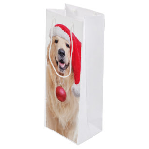 Pour Bouteille Golden Retriever Père Noël Vin Sac cadeau