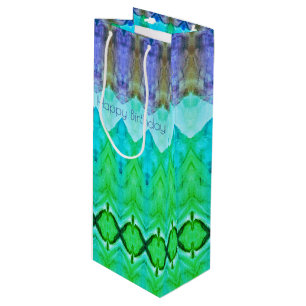 Pour Bouteille Grand sac cadeau d'anniversaire en violet et blues
