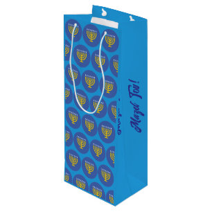Pour Bouteille Mazel Tov !" Sac cadeau Motif Monorah