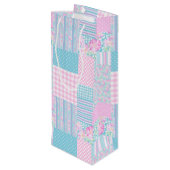 Pour Bouteille Papillons rose Faux Patchwork Vin Sac cadeau (Dos Angle)