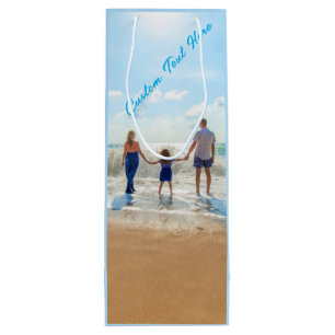 Pour Bouteille Photo personnalisée Texte Vin Sac cadeau Votre fam