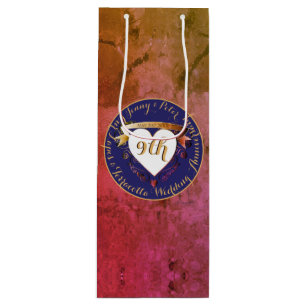 Pour Bouteille Sac cadeau 9e Anniversaire en terre cuite et lapis