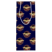 Pour Bouteille Sac cadeau Aigle et Drapeau, Bleu-Vin (Dos)