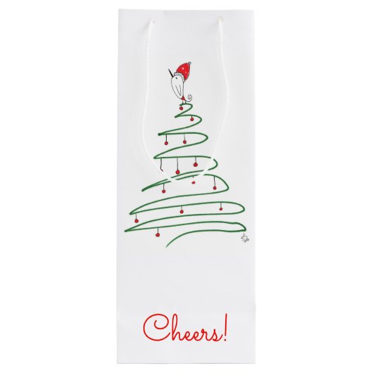 Pour Bouteille Sac cadeau aux oiseaux de Noël (Dos)