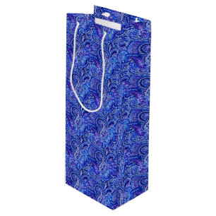 Pour Bouteille Sac cadeau classique Paisley Vibrant Blue Wine