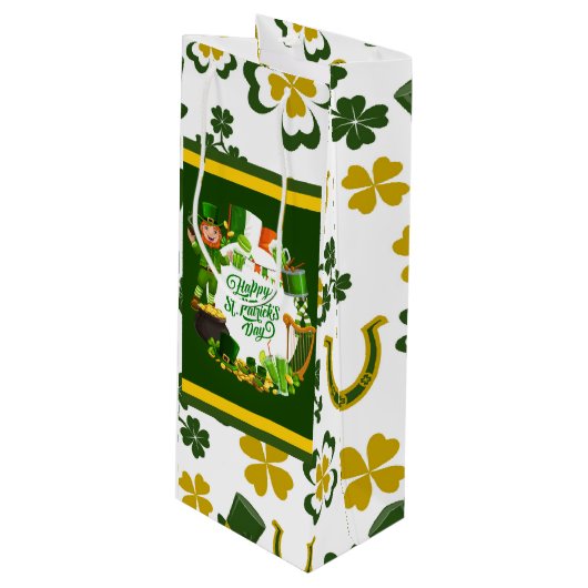 Pour Bouteille Sac cadeau de la Saint-Patrick Joyeuse (Devant Angle)