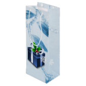 Pour Bouteille Sac cadeau de Noël bleu (Dos Angle)