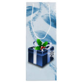Pour Bouteille Sac cadeau de Noël bleu (Dos)