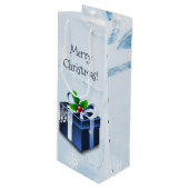 Pour Bouteille Sac cadeau de Noël bleu (Devant Angle)