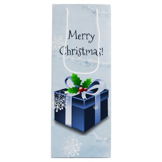 Pour Bouteille Sac cadeau de Noël bleu (Devant)