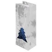 Pour Bouteille Sac cadeau de Noël Festif Bleu Arbre Vin (Dos Angle)