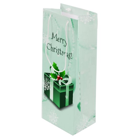Pour Bouteille Sac cadeau de Noël vert (Devant Angle)