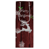 Pour Bouteille Sac cadeau de vin Red Rustic Christmas Reindeer (Devant)