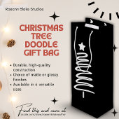 Pour Bouteille Sac cadeau Doodle Christmas Tree