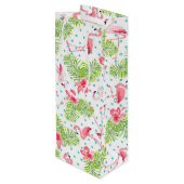Pour Bouteille Sac cadeau Flamant rose Palm Vert (Dos Angle)