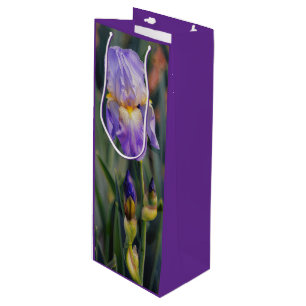 Pour Bouteille Sac Cadeau Fleur Iris Violet Grand Sac Cadeau