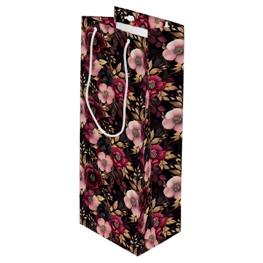 Pour Bouteille Sac cadeau floral (Devant Angle)