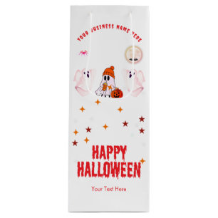 Pour Bouteille Sac Cadeau Joyeux Halloween Motif Fantôme et Cit