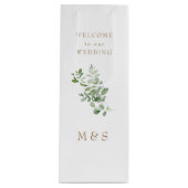 Pour Bouteille Sac Cadeau Monogram Eucalyptus Mariage Petit Faveu (Devant)