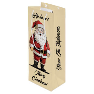 Pour Bouteille Sac cadeau Noël Père Noël Retro