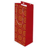 Pour Bouteille Sac cadeau Red & Gold Arabesque (Devant Angle)