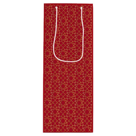Pour Bouteille Sac cadeau Red & Gold Arabesque (Devant)