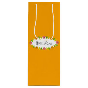 Pour Bouteille Sac cadeau vin Citrus Oval Orange Name