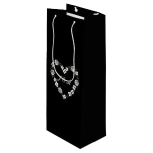 Pour Bouteille Sac cadeau vin mariage noir et blan coeur floral
