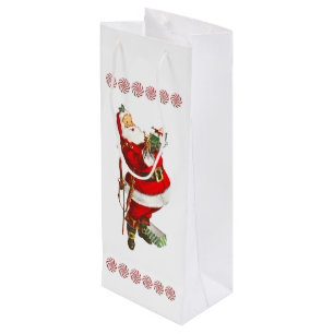 Pour Bouteille Sac cadeau vintage au vin du Père Noël