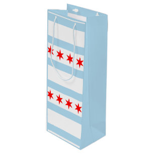 Pour Bouteille Sac de cadeau de vin avec le drapeau de Chicago, I