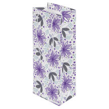 Sac de cadeau de vin floral botanique Fleurs abstr